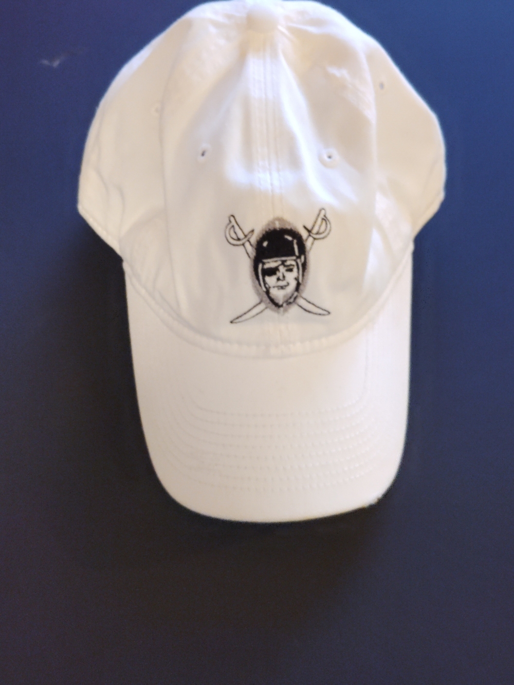 NFL White Baseball Cap with Black Pirate Skull Logo
